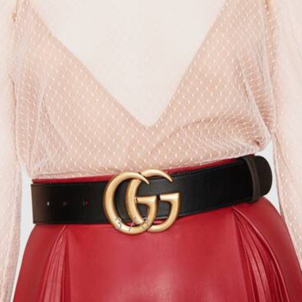 AUTHENTIC Gucci wide leather double G belt.